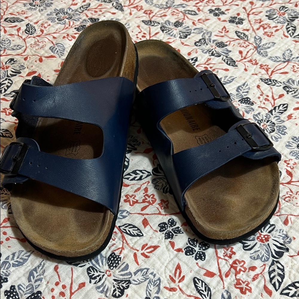 Classic Double-Buckle Women’s Sandals - Navy Blue
